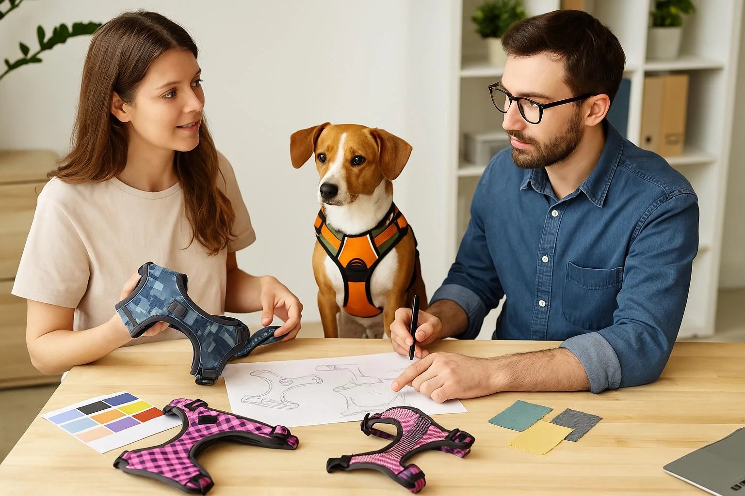 Pet harness product development meeting
